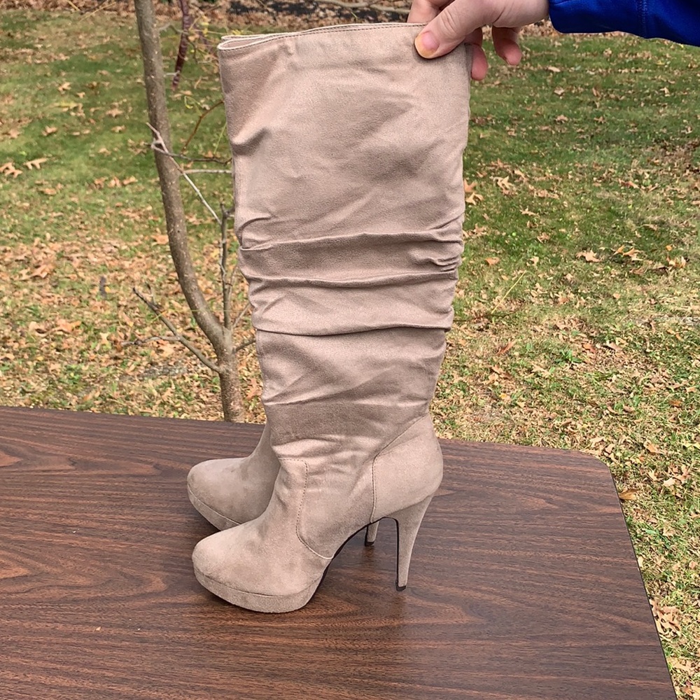 Tan faux suede boots